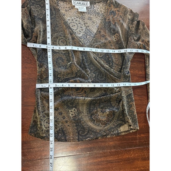 Carlisle VTG 90s Sparkle Top 12‎ Paisley Metallic Holiday Party Cocktail Glam - Picture 5 of 7